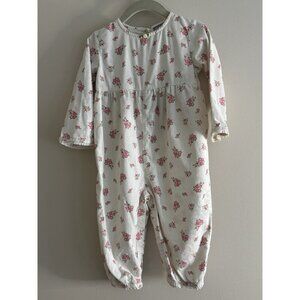Vintage 90s Girl Carter's 24 Months Pink Roses Garden Soft Corduroy Romper